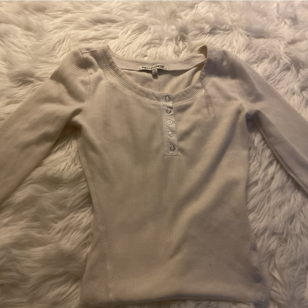 Willow & Clay Cream Ribbed Henley Top